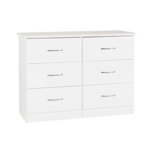 Noir 6 Drawers Chest Of Drawers In White High Gloss