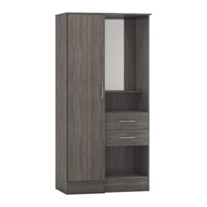 Mack Wooden Vanity Wardrobe With 1 Door In Black Wood Grain