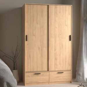 Liston Wooden Wardrobe 2 Doors 2 Drawers Oak