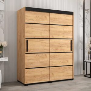 Beilla IV Wooden Wardrobe 2 Sliding Doors 150cm In Golden Oak