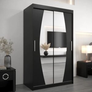 Eden Mirrored Wardrobe 2 Sliding Doors 120cm In Black