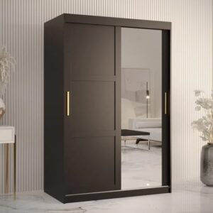 Rieti II Mirrored Wardrobe 2 Sliding Doors 120cm In Black