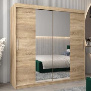 Tavira I Mirrored Wardrobe 2 Sliding Doors 200cm In Sonoma Oak