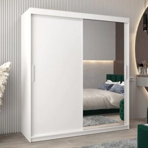 Tavira II Mirrored Wardrobe 2 Sliding Doors 180cm In White