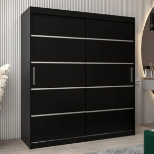 Vevey I Wooden Wardrobe 2 Sliding Doors 180cm In Black