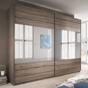 Gitega Mirrored Wardrobe 2 Sliding Doors 220cm In San Remo Oak