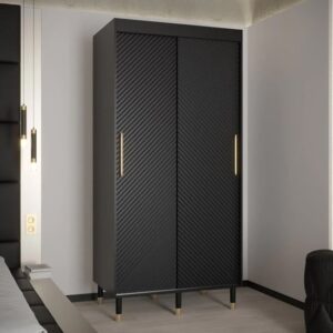 Metz I Wooden Wardrobe With 2 Sliding Doors 100cm In Black