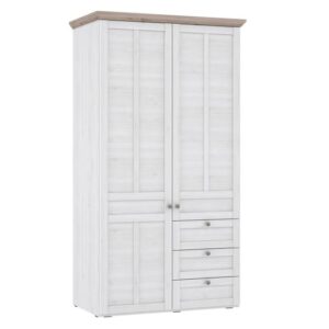 Iloppa Wooden Wardrobe With 2 Doors In Nelson Oak And Snowy Oak