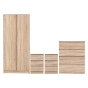 Mcgowen Wooden Bedroom Furniture Set 2 Doors Wardrobe In Oak