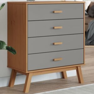 Dawlish Wooden Chest Of 4 Drawers In Grey And Brown