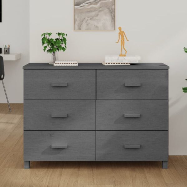 Hull Wooden Chest Of 6 Drawers In Dark Grey