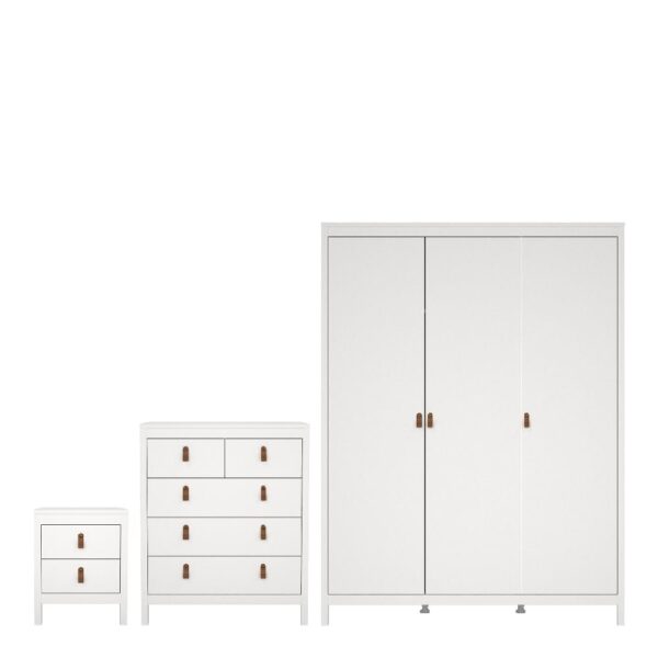 Butler Wooden Bedroom Set With 3 Doors Wardrobe In White