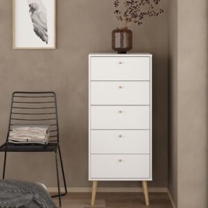 Casey Wooden Chest Of 5 Drawers In White