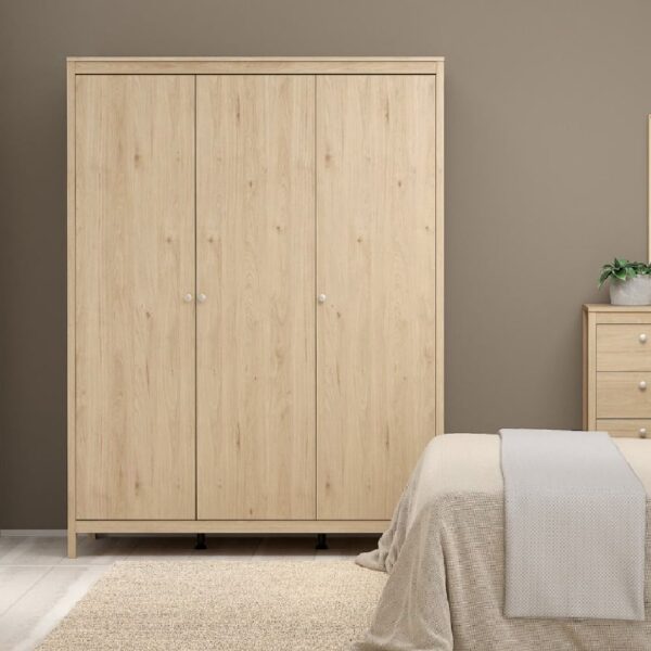 Macron Wooden Wardrobe With 3 Doors In Oak