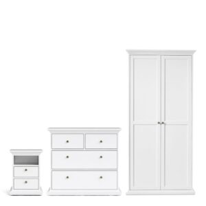 Parayo Wooden Furniture Set With 2 Doors Wardrobe In White