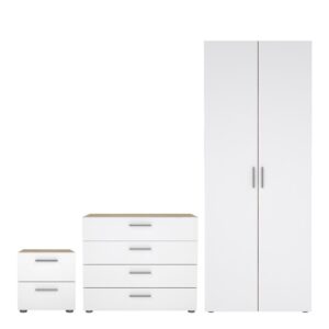 Perkin Wooden Furniture Set With 2 Doors Wardrobe In White