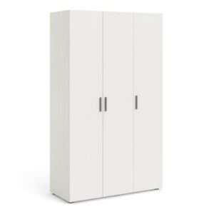 Perkin Wooden Wardrobe With 3 Doors In White