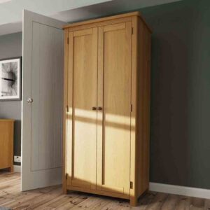 Rosemont Wooden Wardrobe With 2 Doors In Rustic Oak