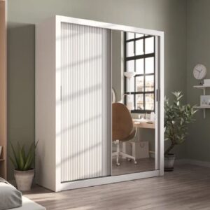 Altoona Mirrored Wardrobe With 2 Sliding Doors In White