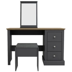 Devan Wooden Dressing Table Set In Charcoal