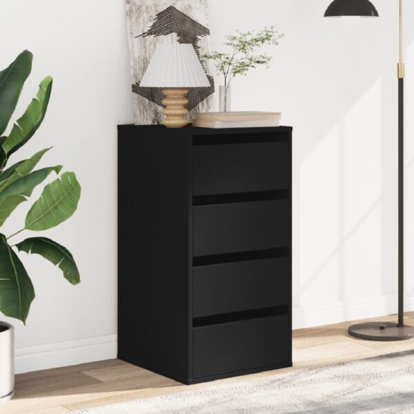 Flint Wooden Chest Of 4 Drawers In Black