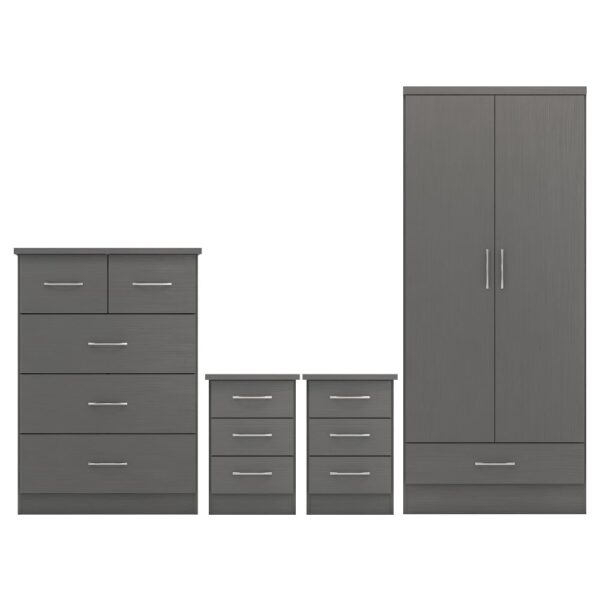 Mack Wooden Furniture Set With 2 Doors Wardrobe In Grey