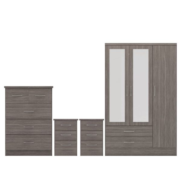 Mack Wooden Furniture Set With 3 Doors Wardrobe In Black