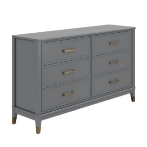 Wantagh Wooden Chest Of 6 Drawers In Graphite Grey