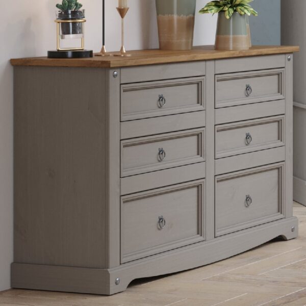 Consett Wooden Chest Of 6 Drawers In Grey And Oak