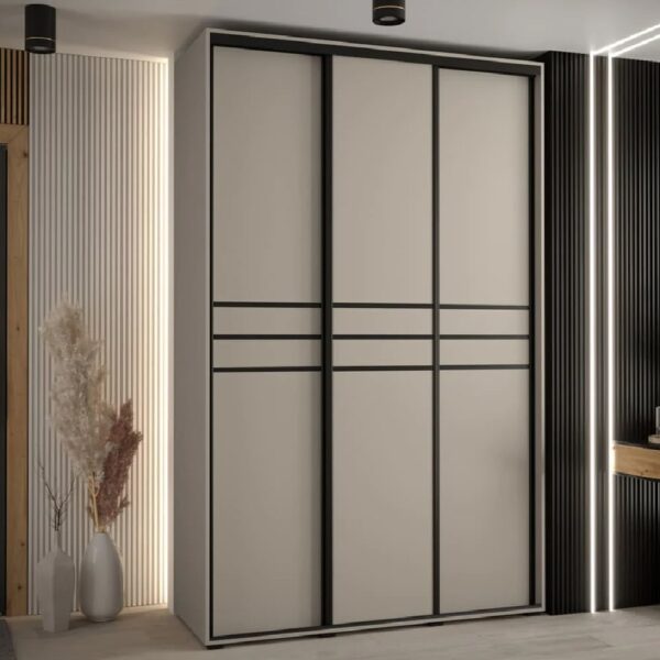 Delta Wooden Wardrobe With 3 Sliding Doors In Cashmere