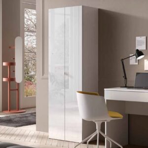 Salta Tall High Gloss Wardrobe With 2 Doors In White