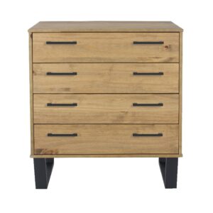 Tilston Wooden Wide Chest Of 4 Drawers In Oak And Black