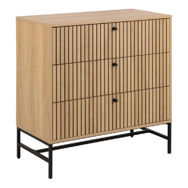 Abilene Wooden Chest Of 3 Drawers In Oak And Black