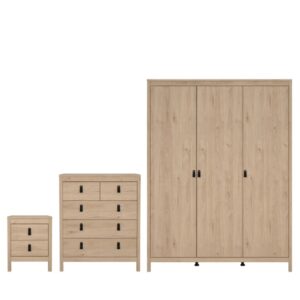 Bellevue Wooden Furniture Set With 3 Doors Wardrobe In Oak