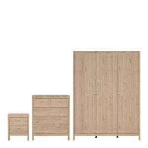 Malibu Wooden Bedroom Furniture Set With 3 Doors Wardrobe In Oak