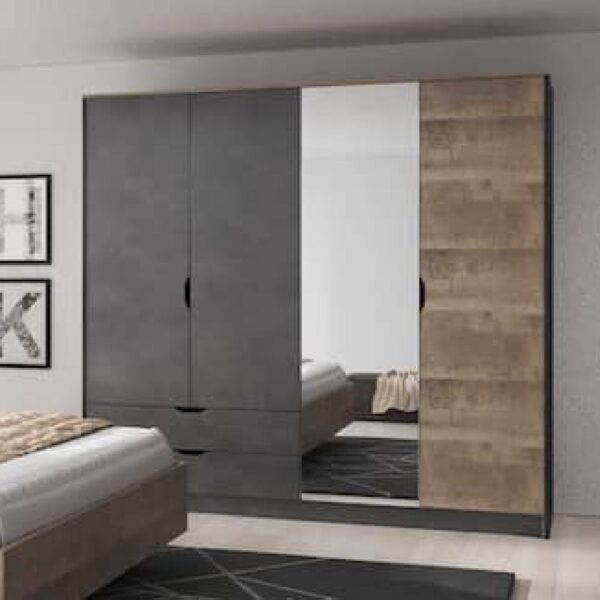 Arvada Wooden Wardrobe With 4 Doors In Grande Matera Oak