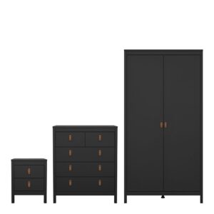 Butler Wooden Bedroom Set With 2 Doors Wardrobe In Black