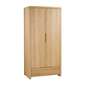 Camber Wooden Wardrobe In Waxed Oak With Two Doors