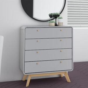 Clive Wooden Chest Of 4 Drawers In Grey