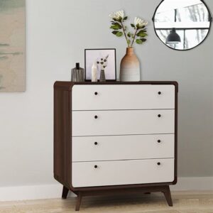 Clive Wooden Chest Of 4 Drawers In Walnut And White