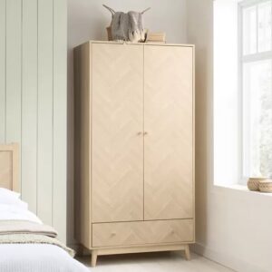 Helena Wooden Wardrobe With 2 Doors 1 Drawer In Oak