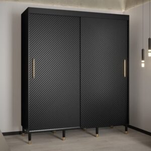 Metz I Wooden Wardrobe With 2 Sliding Doors 180cm In Black