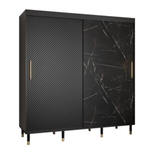 Metz Wooden Wardrobe With 2 Sliding Doors 200cm In Black