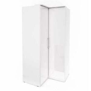 Olathe High Gloss Wardrobe Corner With 2 Doors In White