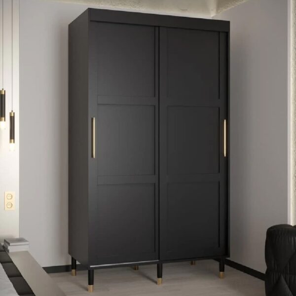 Tarboro Wooden 120cm Wardrobe With 2 Sliding Doors In Black