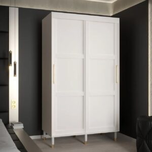 Tarboro Wooden 120cm Wardrobe With 2 Sliding Doors In White