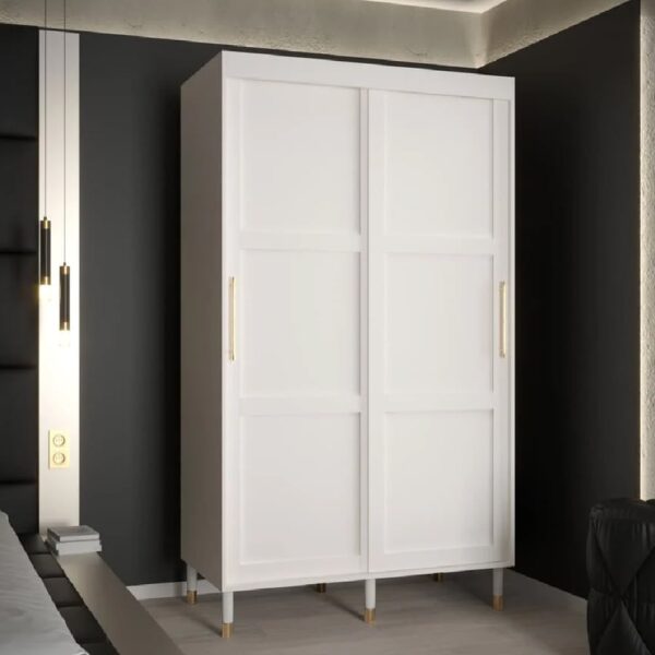 Tarboro Wooden 120cm Wardrobe With 2 Sliding Doors In White