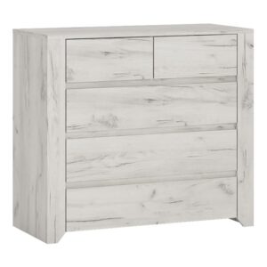 Alink Wooden Chest Of Drawers With 5 Drawers In White