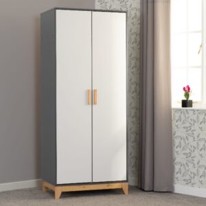 Arthur Wooden Wardrobe With 2 Doors In White And Grey