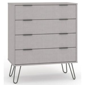 Avoch Wooden Wide Chest Of 4 Drawers In Grey